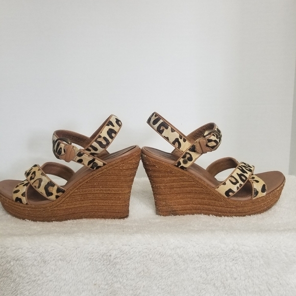 UGG Calf Hair Leopard/Cheetah Jazmine Sandal Wedge Espidrille Heels - Picture 4 of 11